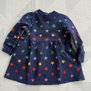 Primary Baby cozy pocket dress blue navy rainbow star 6-12 M terry sweatshirt